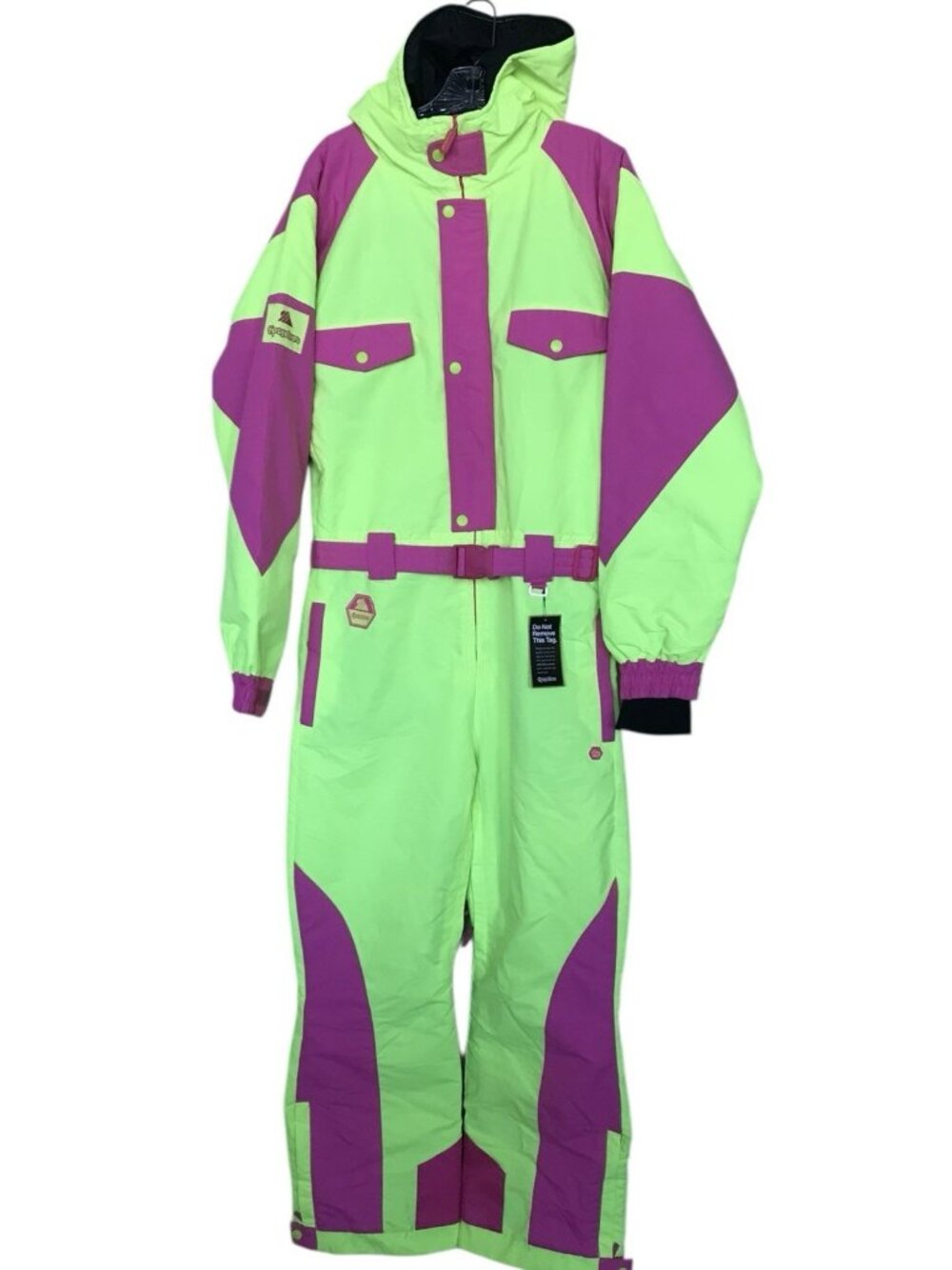 Tipsy Elves SNOW SKI SUIT Mens Size Small Retro Powder Blaster Neon Yellow Pink